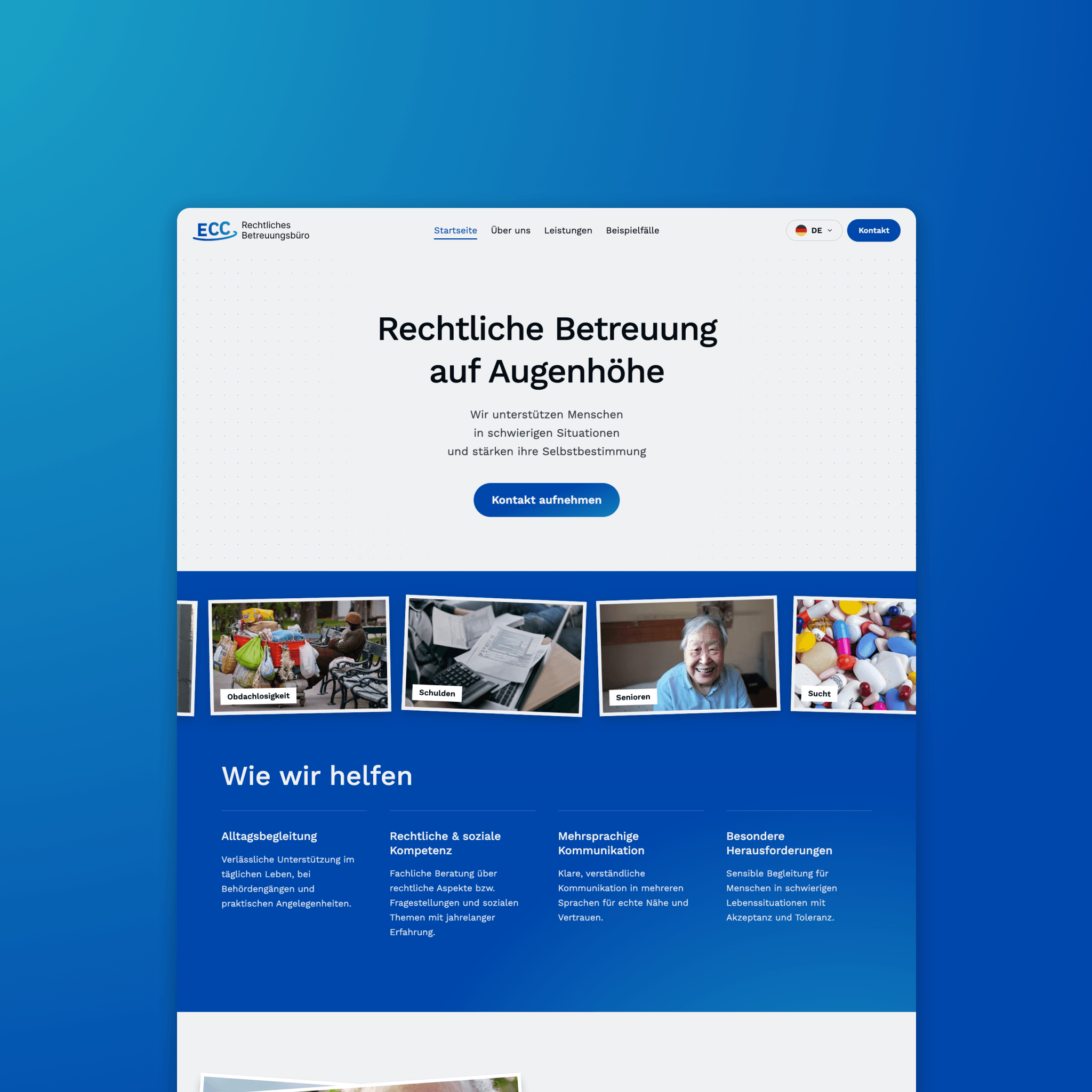 ECC Betreuungsbüro - Legal Guardianship Services website case study showing the redesigned interface and improved user experience